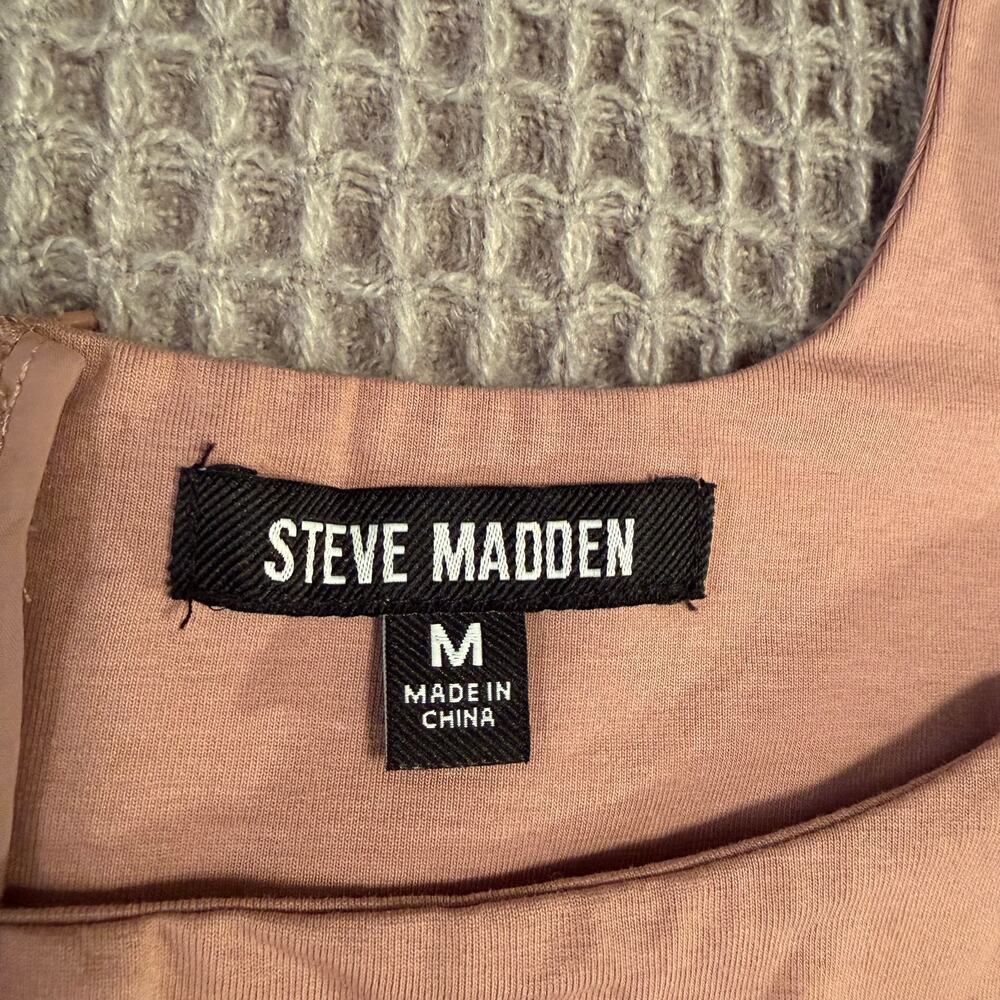 Steve Madden Avielle Pink Square Neck Peplum Long Sleeve Top Size Medium - Picture 4 of 7